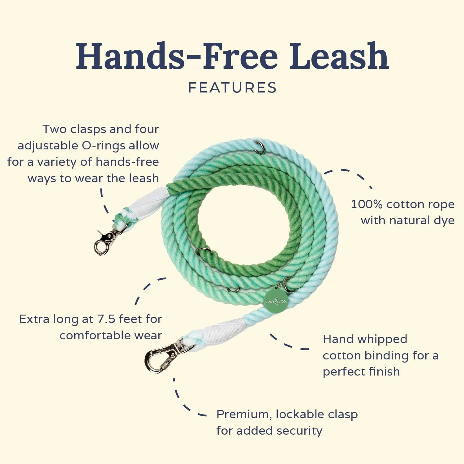 The Lucy & Co. Spring Green Hands-Free 6-in-1 Rope Leash