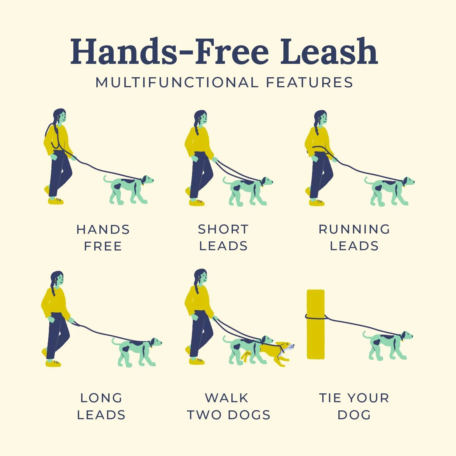 The Lucy & Co. Spring Green Hands-Free 6-in-1 Rope Leash