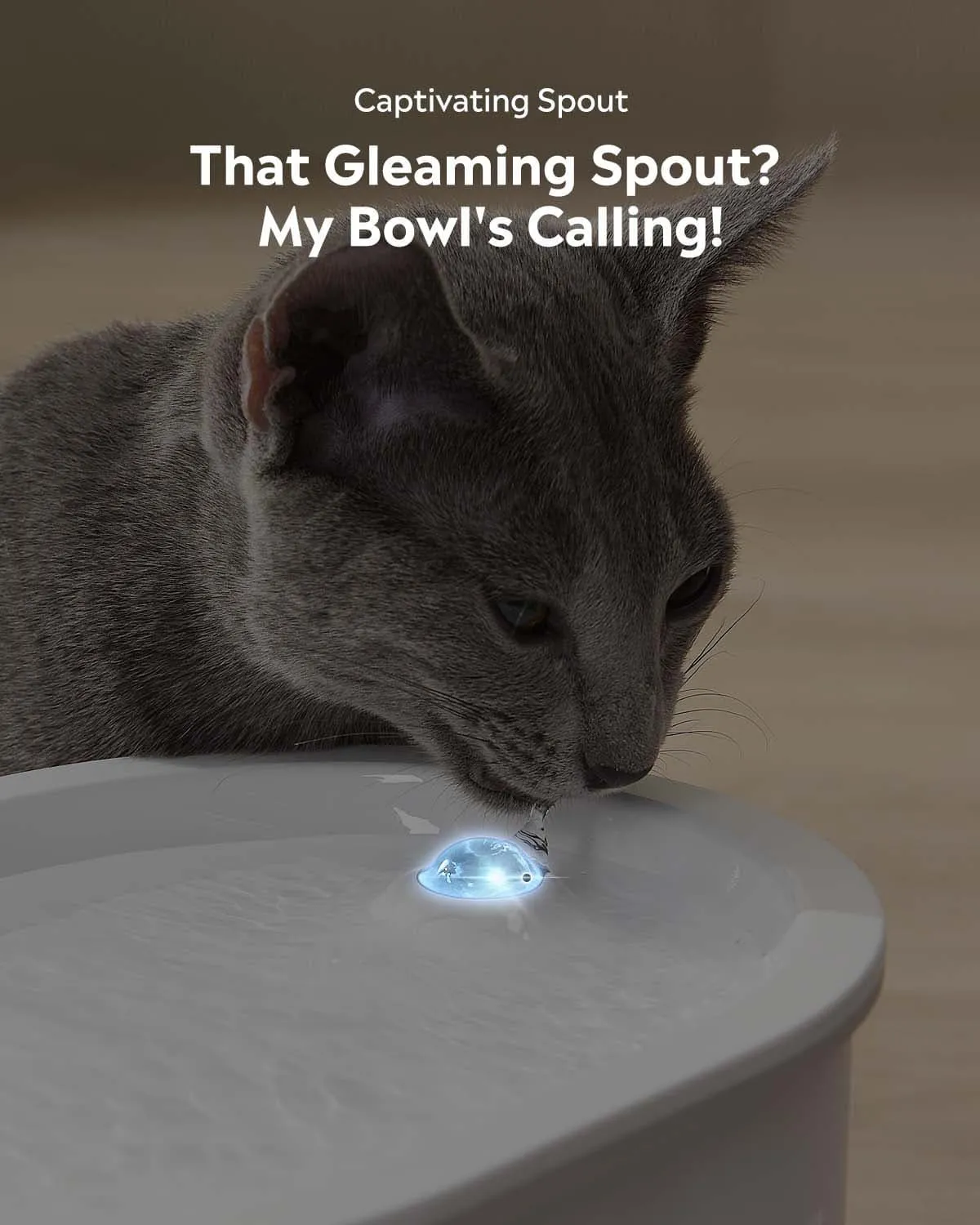 Uah Pet Cordless Cat Water Fountain with LED Light