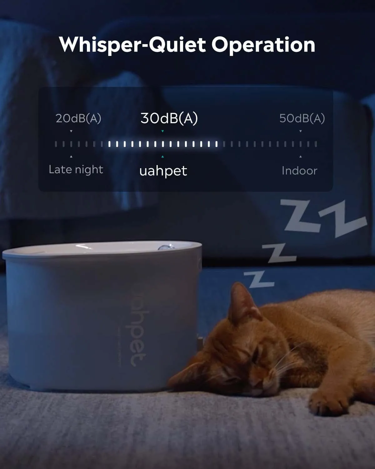 Uah Pet Cordless Cat Water Fountain with LED Light