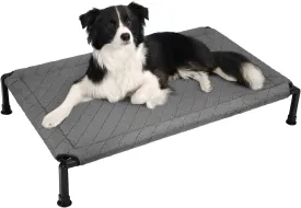 Veehoo Warm Plush Elevated Dog Bed - Raised Pet Bed with Heavy Duty Frame, Non-Slip Silicon Feet, Washable & Breathable Dog Cot, Indoor/Outdoor Use, 41" x 27", Grey, CWC2432A
