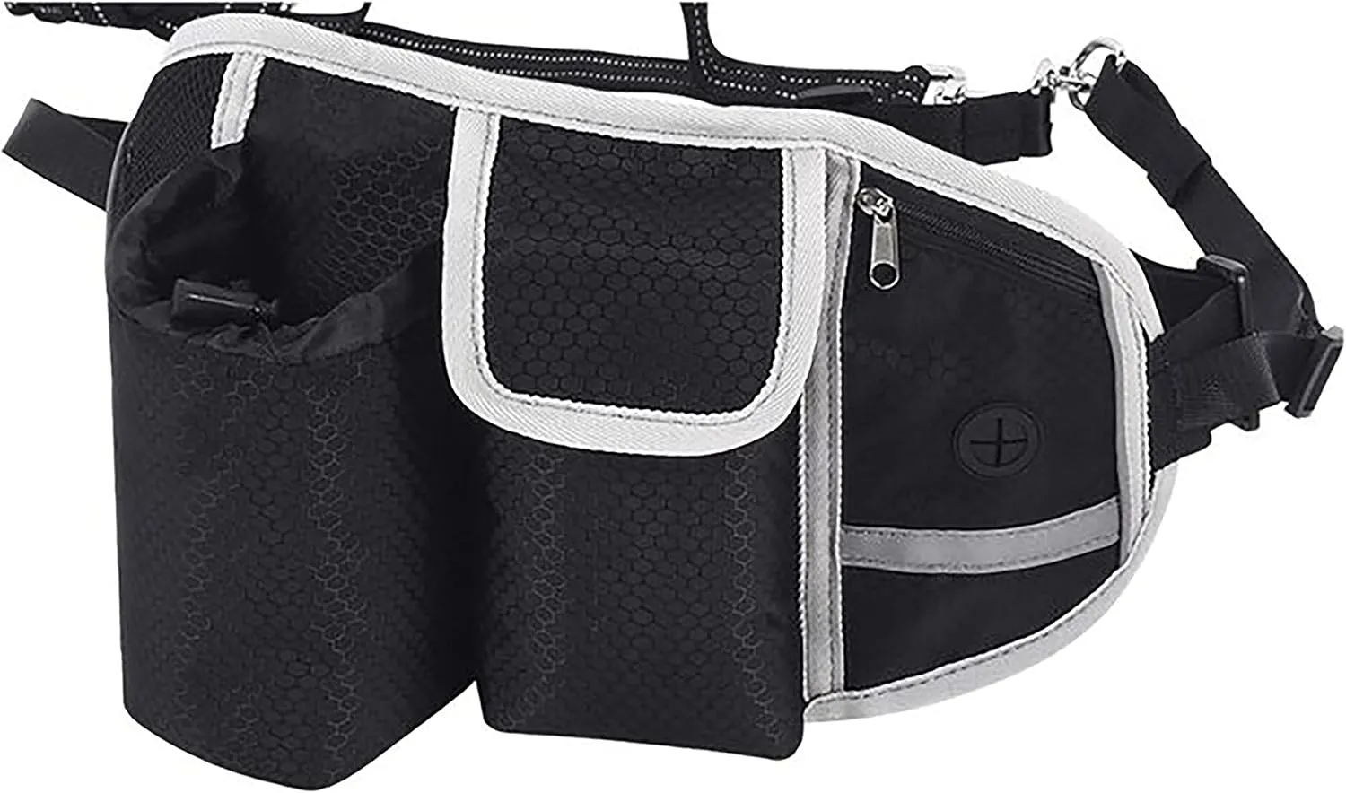 Waist Leash for Dog Walking - Hands Free Dog Leash with Multi Pouches, Wide Back Support Belt Bungee Dog Leash, Dog Waist Belt Leash for Walking, Running, Hiking, Training Leash (Black NO Leash)