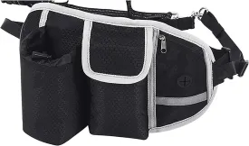 Waist Leash for Dog Walking - Hands Free Dog Leash with Multi Pouches, Wide Back Support Belt Bungee Dog Leash, Dog Waist Belt Leash for Walking, Running, Hiking, Training Leash (Black NO Leash)