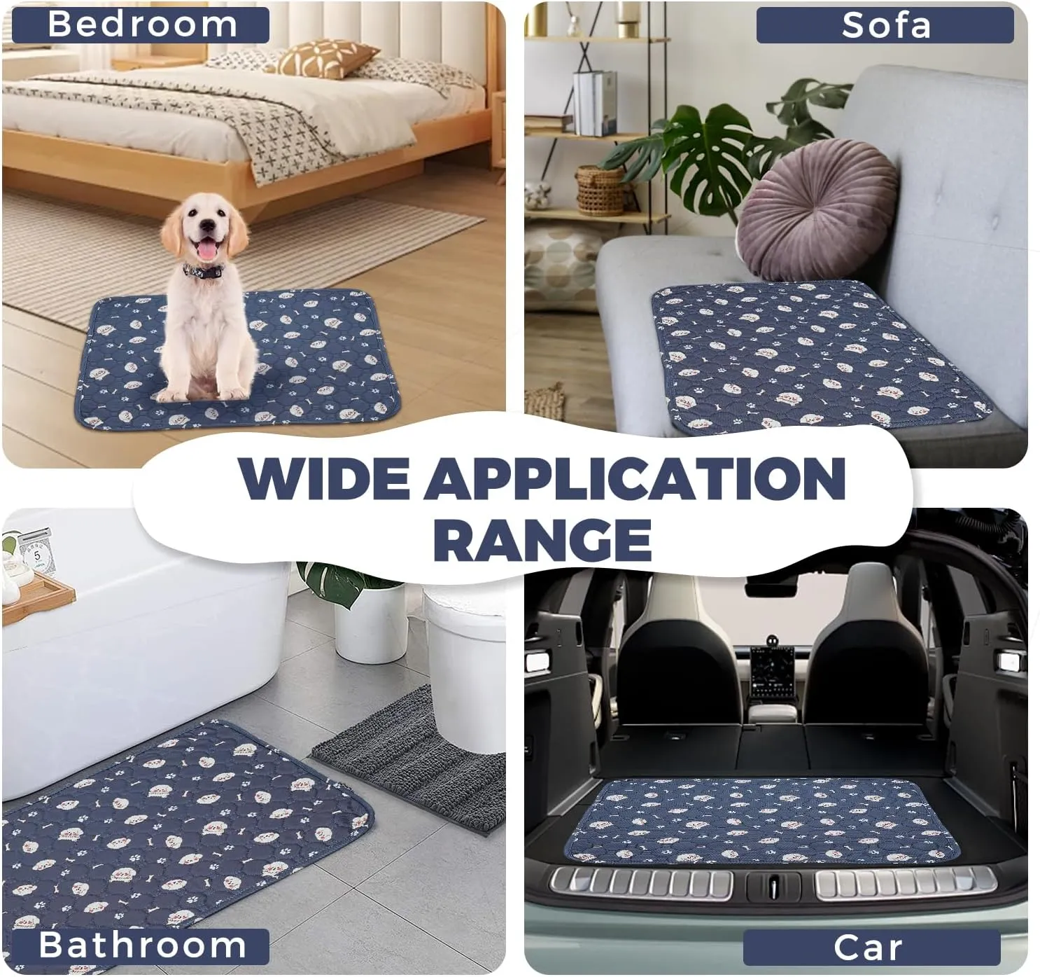 Washable Dog Pee Pads, 2-Pack Absorbent Reusable Puppy Pads, Machine Washable, Soft and Non-Slip, Waterproof and Leak-Proof Training Mats, Perfect for Crate, Sofa, Playpen, Bed