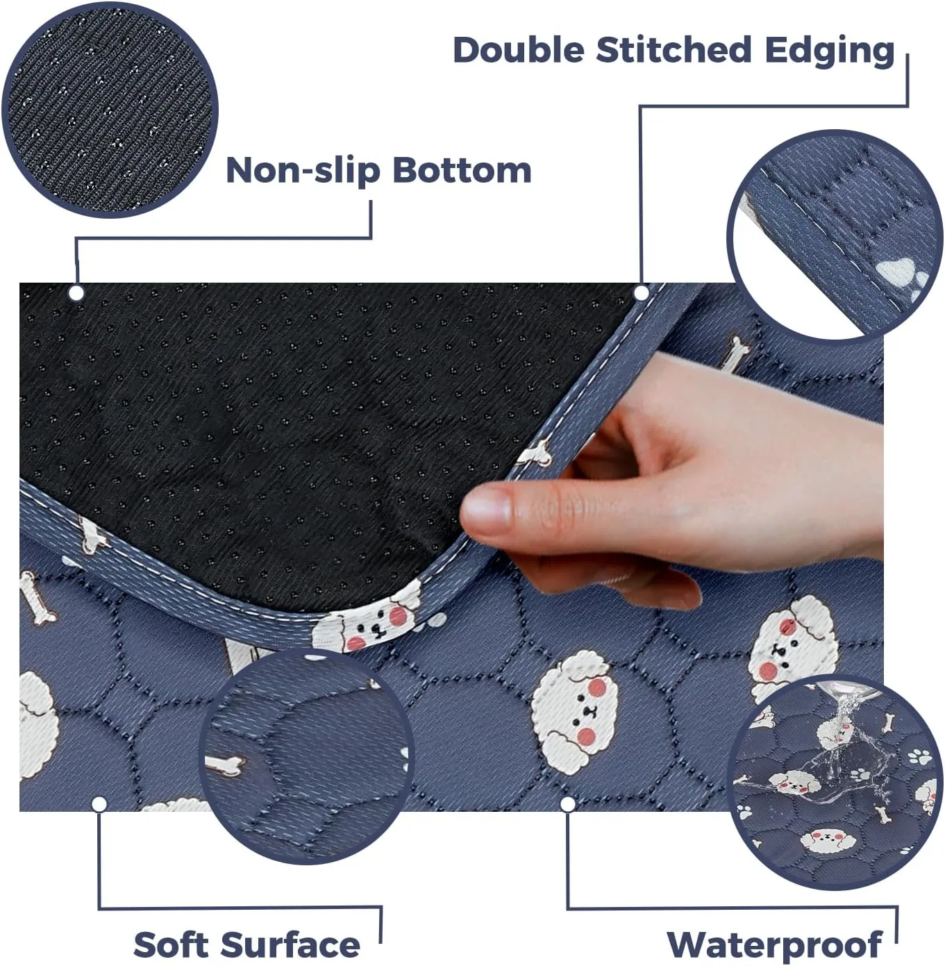 Washable Dog Pee Pads, 2-Pack Absorbent Reusable Puppy Pads, Machine Washable, Soft and Non-Slip, Waterproof and Leak-Proof Training Mats, Perfect for Crate, Sofa, Playpen, Bed
