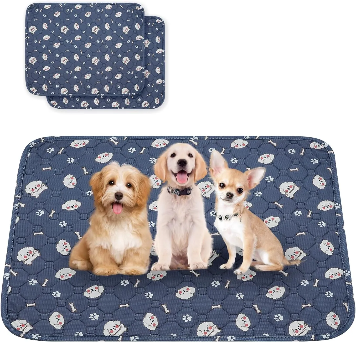 Washable Dog Pee Pads, 2-Pack Absorbent Reusable Puppy Pads, Machine Washable, Soft and Non-Slip, Waterproof and Leak-Proof Training Mats, Perfect for Crate, Sofa, Playpen, Bed