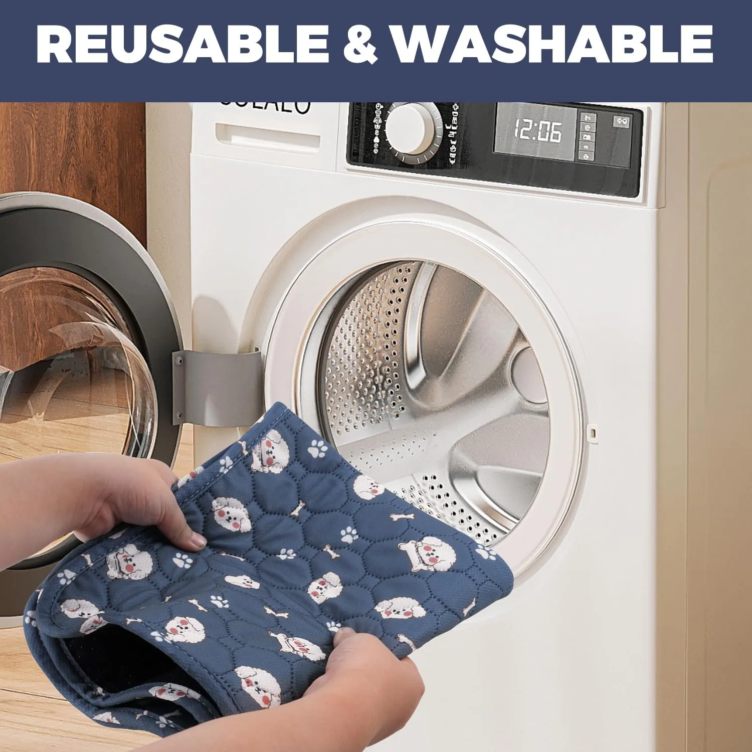 Washable Dog Pee Pads, 2-Pack Absorbent Reusable Puppy Pads, Machine Washable, Soft and Non-Slip, Waterproof and Leak-Proof Training Mats, Perfect for Crate, Sofa, Playpen, Bed