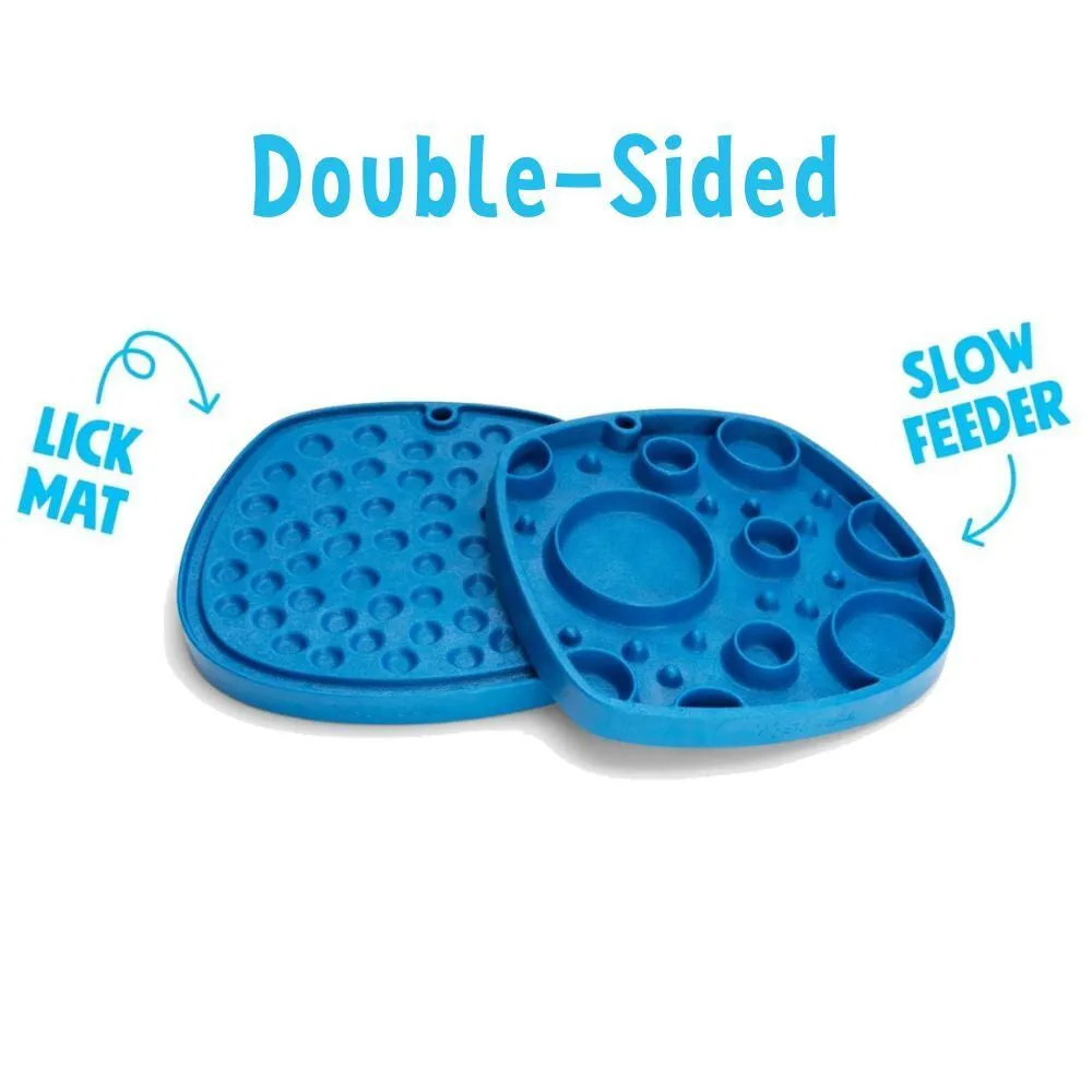 West Paw Seaflex Feast Mat - Double Sided Lick Mat Slow Feeder for Dogs - Bubbles