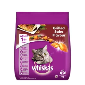Whiskas, Dry Cat Food for Adult Cats (1  Years), Grilled Saba Flavour, 1.2 kg