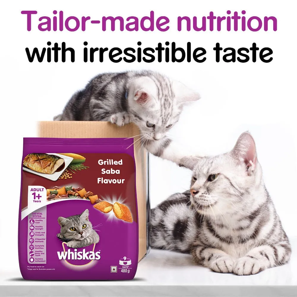 Whiskas Grilled Saba Flavour Adult (1  years) Cat Dry Food