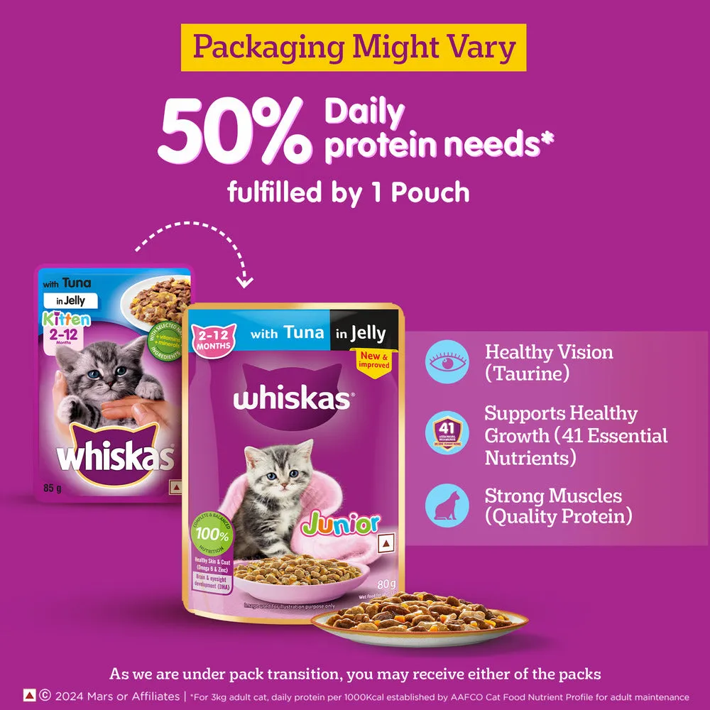 Whiskas Tuna in Jelly Kitten and Chicken Gravy Adult Cat Wet Food Combo