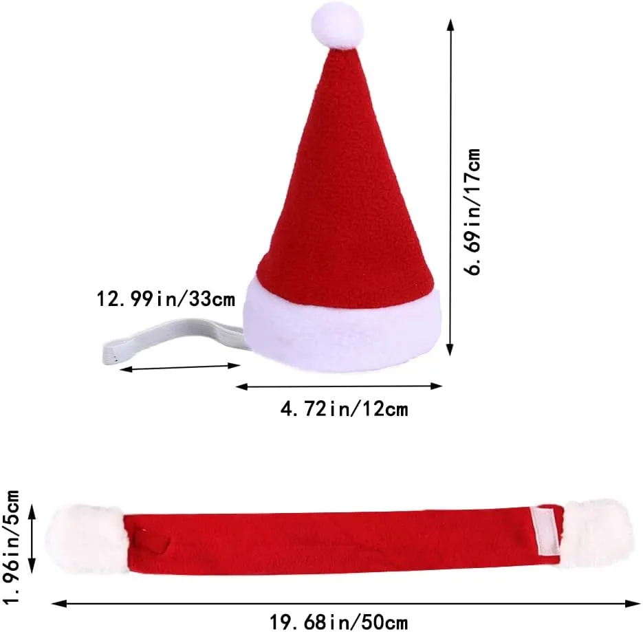 YUJUN 2PCS Cat Santa Hat with Scarf Outfit for Puppy Kitten Christmas Party Costume Supplies