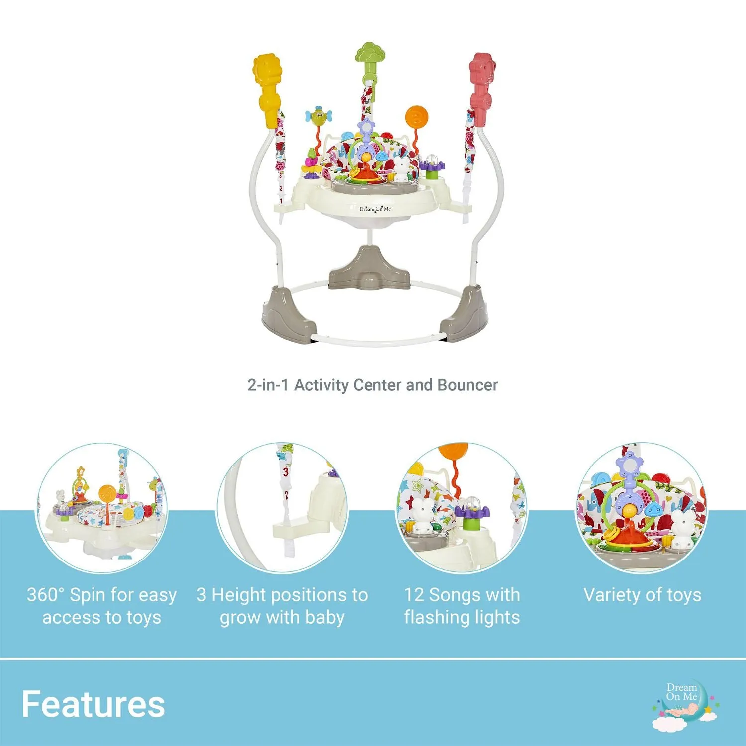 Zany Activity Center Bouncer - Gray